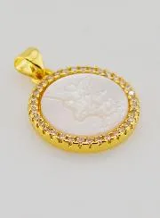 Hanger Heilige Michaël Messing en Parelmoer - 22 mm