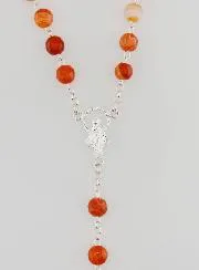 Rozenkrans Maria Wonderdadige 925 Zilver en Carneool