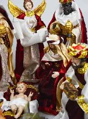 Complete Kerststal 11 Beelden met Stoffen Kleding - 34 cm