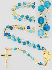 Rozenkrans Wonderdadige Medaille van Agaat - Goudkleurige Ketting