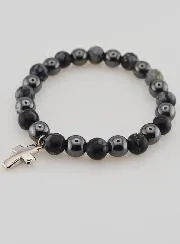 Edelsteen Armband - Sneeuw-Obsidiaan en Hematiet