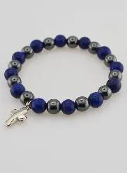 Armband met Kruis - Hematiet en Lapis Lazuli