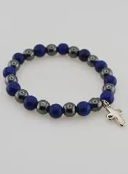 Armband met Kruis - Hematiet en Lapis Lazuli