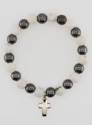 Armband met Kruis - Hematiet en Maansteen