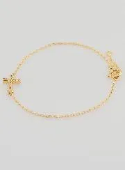 Religieuze Armband Verguld met Strass Kruisje