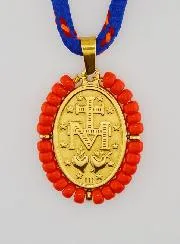 Ketting Koord Wonderdadige Medaille en Rode Kralen