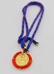 Ketting Koord Wonderdadige Medaille en Rode Kralen