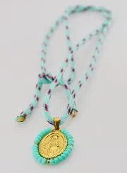 Wonderdadige Medaille Groene Kralen en Koord