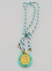 Ketting Koord Wonderdadige Medaille met Groene Kralen