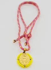Ketting Koord Wonderdadige Medaille met Gele Kralen