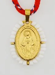 Ketting Koord Wonderdadige Medaille met Witte Kralen