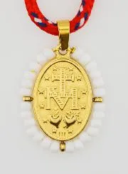 Ketting Koord Wonderdadige Medaille met Witte Kralen