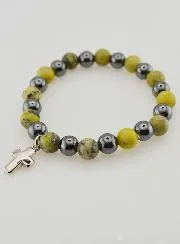 Armband met Kruis - Hematiet en Serpentijn