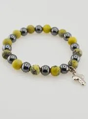 Armband met Kruis - Hematiet en Serpentijn