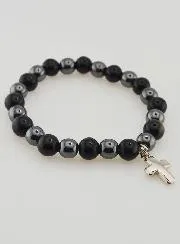 Armband met Kruis - Hematiet en Gouden Obsidiaan