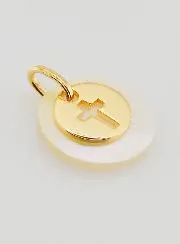 Hanger Penning Verguld met Parelmoer - Kruis