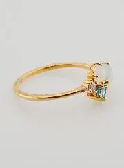 Vergulde Ring met Zirkonia's en Blauwe Agaat - Maat 58