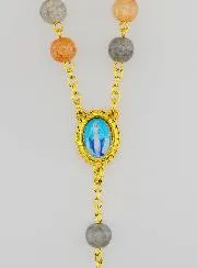 Rozenkrans met Multicolor Glazen Kralen - Wonderdadige Medaille