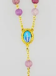 Rozenkrans Maria Wonderdadige met Glazen Kralen - Paars