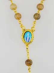 Rozenkrans Maria Wonderdadige met Glazen Kralen - Bruin