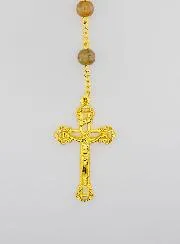 Rozenkrans met Bruine Glazen Kralen - Wonderdadige Medaille