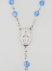 Rozenkrans met Blauwe Gefacetteerde Kralen - Wonderdadige Medaille
