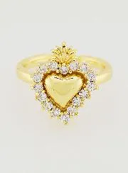 Verstelbare Ex Voto Ring van Goudkleurig Messing en Strass