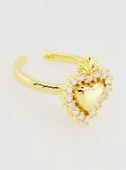 Verstelbare Ex Voto Ring van Goudkleurig Messing en Strass