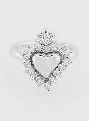 Verstelbare Ex Voto Ring Zilverkleurig Messing en Strass