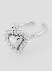 Verstelbare Ex Voto Ring Zilverkleurig Messing en Strass