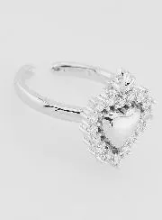 Verstelbare Ex Voto Ring Zilverkleurig Messing en Strass