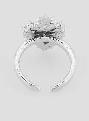 Verstelbare Ex Voto Ring Zilverkleurig Messing en Strass