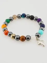 Religieuze Armband met Kruis - Hematiet en Stenen