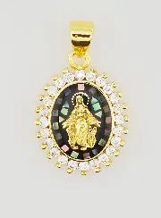 Medaille Maria Wonderdadige Glinsterend Zwart - 17mm