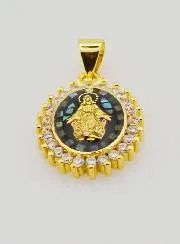 Medaille Maria Wonderdadige Glinsterend Zwart - 17mm