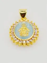 Blauwe Medaille Maria Wonderdadige - 17mm
