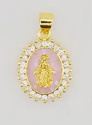 Roze Medaille Maria Wonderdadige - 17mm