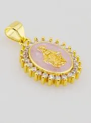 Roze Medaille Maria Wonderdadige - 17mm