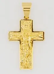 Kruis Hanger Christus de Verlosser van Goudkleurig Roestvrij Staal - 35mm