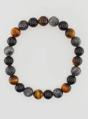 Armband van Tijgeroog - Onyx - Larvikiet - 8mm