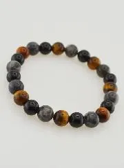 Armband van Tijgeroog - Onyx - Larvikiet - 8mm