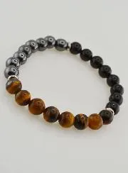 Armband van Tijgeroog - Onyx - Hematiet - 8mm