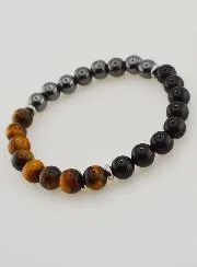 Armband van Tijgeroog - Onyx - Hematiet - 8mm