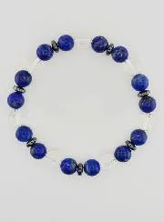 Armband met Bergkristal en Lapis Lazuli AA - 8mm