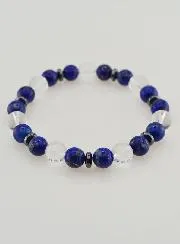 Armband met Bergkristal en Lapis Lazuli AA - 8mm