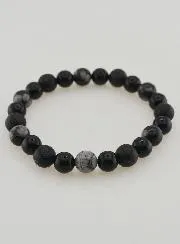 Armband van Obsidiaan, Zwarte Onyx en Lavasteen