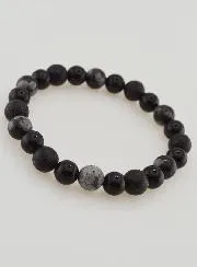 Armband van Obsidiaan, Zwarte Onyx en Lavasteen