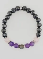 Armband met Hematiet, Amethist, Labradoriet, Kwarts - 8mm