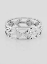 Opengewerkte Zilveren Ring Schelp en Anker - Maat 62