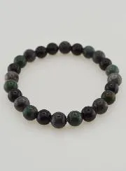 Armband met Mosagaat, Larvikiet, Zwarte Onyx - 8mm
